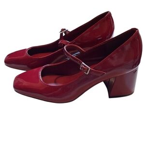 Calvin Klein Jatlee Mary Jane Pumps Sz 5 1/2M Red Patent Finish